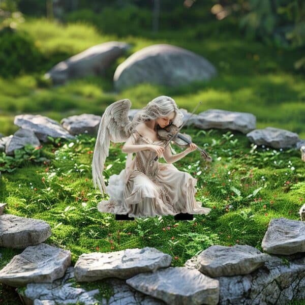 Amazon white angel playing violin, acrylic garden pile, flower pot, lawn farm ornamental ground ornamental plaque