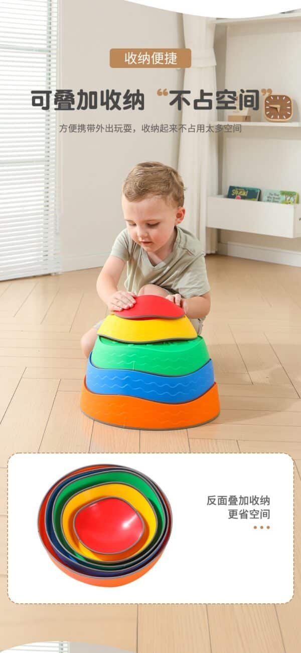 Cross-border toy wave crossing river stone custom children's balance sensory integration training early education toy round stepping across bridge stone