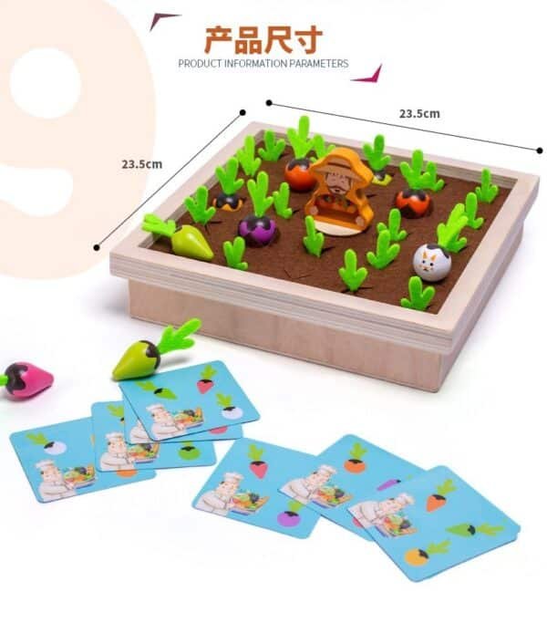 Wooden radish pulling game children's creative early education puzzle fun parent-child interaction vegetable memory chess toys cross-border