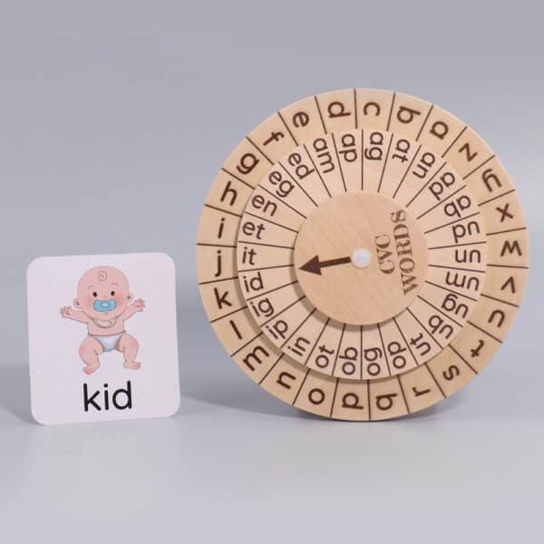 Cross-border children's English spelling game natural spelling turntable vowel letter cognition Montessori early education toy