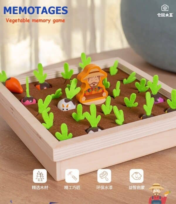 Wooden radish pulling game children's creative early education puzzle fun parent-child interaction vegetable memory chess toys cross-border