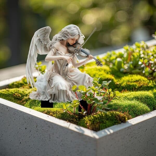 Amazon white angel playing violin, acrylic garden pile, flower pot, lawn farm ornamental ground ornamental plaque