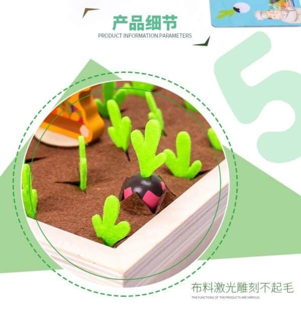 Wooden radish pulling game children's creative early education puzzle fun parent-child interaction vegetable memory chess toys cross-border