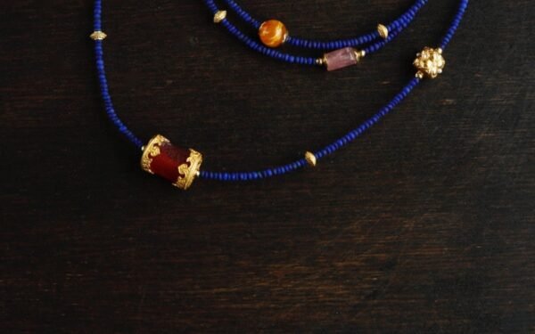 Natural lapis lazuli small beads multi-circle Duobao design bracelet necklace dual-purpose with pearl tourmaline accessories