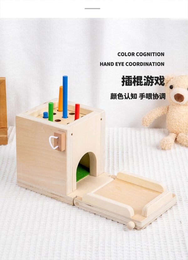 Montessori 4-in-1 coin box multi-functional stick pulling radish children's building block color matching intelligence box toy