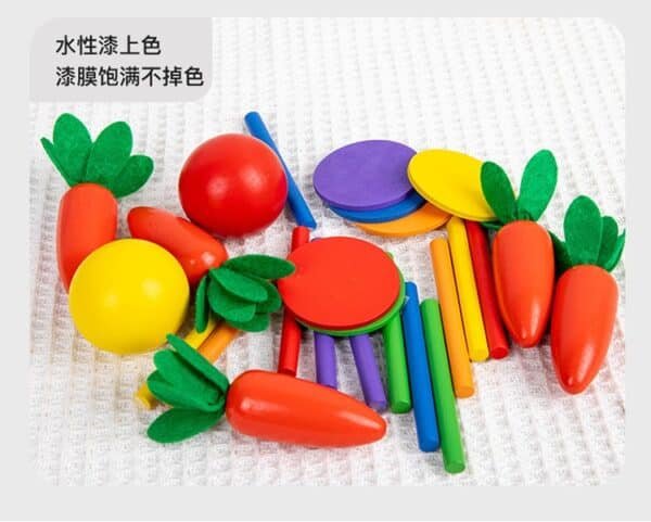 Montessori 4-in-1 coin box multi-functional stick pulling radish children's building block color matching intelligence box toy