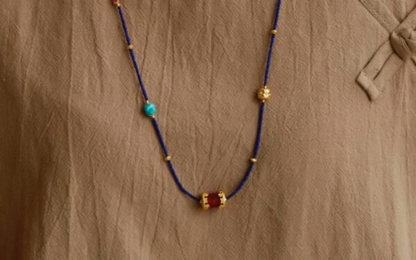 Natural lapis lazuli small beads multi-circle Duobao design bracelet necklace dual-purpose with pearl tourmaline accessories