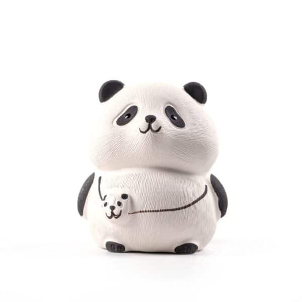 Animale da tè di sabbia viola, fatto a mano bianco fango cerimonia del tè panda rosso ornamento carino creativo desktop boutique piccolo gioco del tè