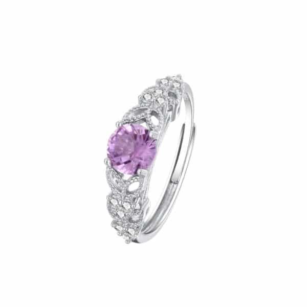 S925 Sterling Silber unregelmäßig Amethyst offener Ring Temperament vielseitig hohe Design Mode Schmuck Zubehör Frauen