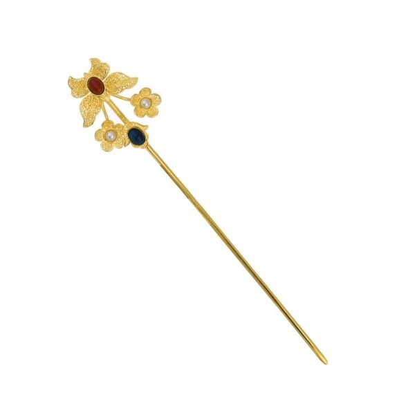 Gouden zijde ingelegd met parels, vlinderbloemen, kleine inzetstukken, Hanfu-accessoires, natuurlijke oude rode en blauwe schatten voor vriendinnenstijl