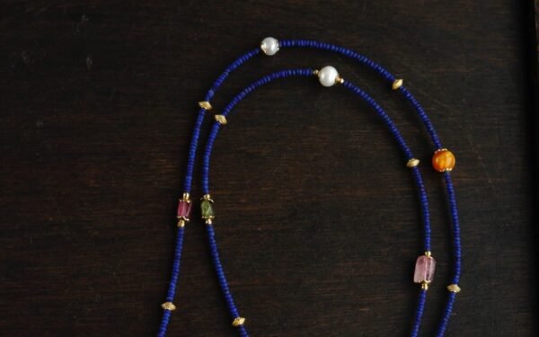 Natural lapis lazuli small beads multi-circle Duobao design bracelet necklace dual-purpose with pearl tourmaline accessories