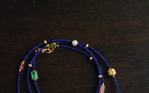 Natural lapis lazuli small beads multi-circle Duobao design bracelet necklace dual-purpose with pearl tourmaline accessories