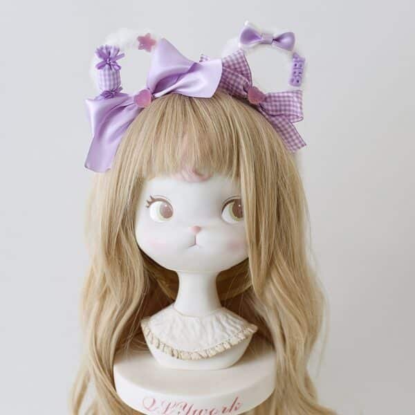 a handmade japanese style cute plush bear ears lolita headgear cos sweet headband bow