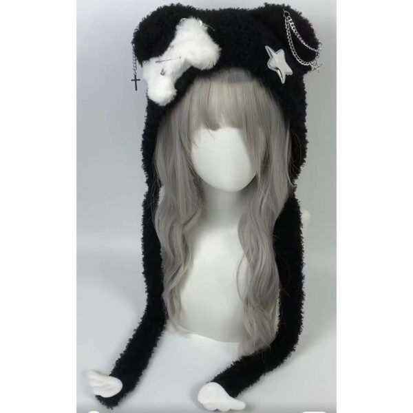 autumn and winter y2k subculture plush bones wings ears bear stars y2k subculture warm knitted hat