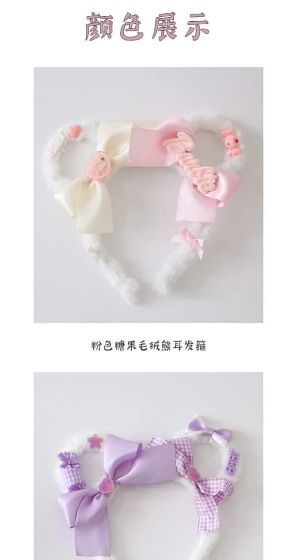 a handmade japanese style cute plush bear ears lolita headgear cos sweet headband bow