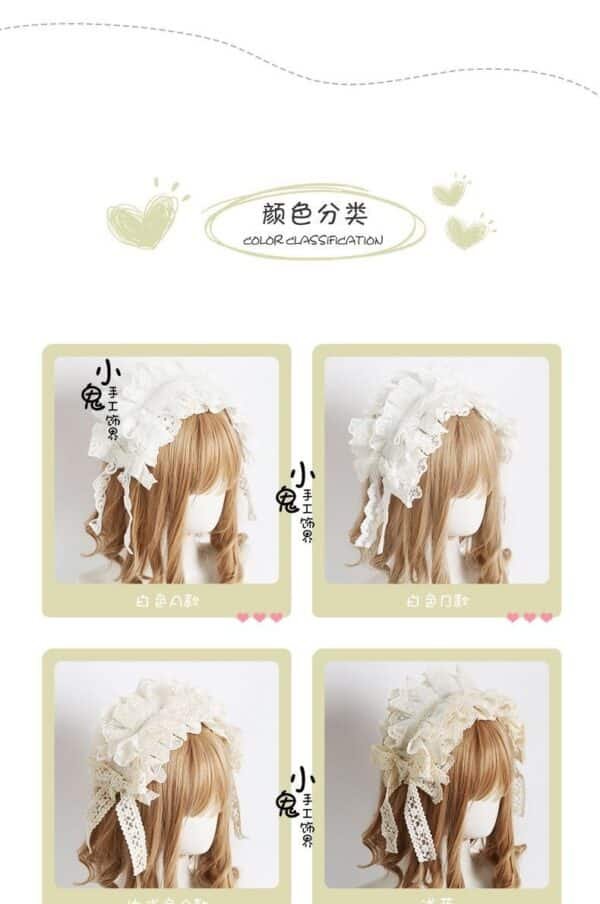 teen lolita french elegant generating color headband lo niang sweet soft girl hair accessories handmade lace headgear