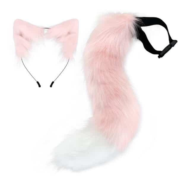 halloween cos simulated fox plush tail costume accessories, beast tail cat ear headband headgear, a piece of hair generation