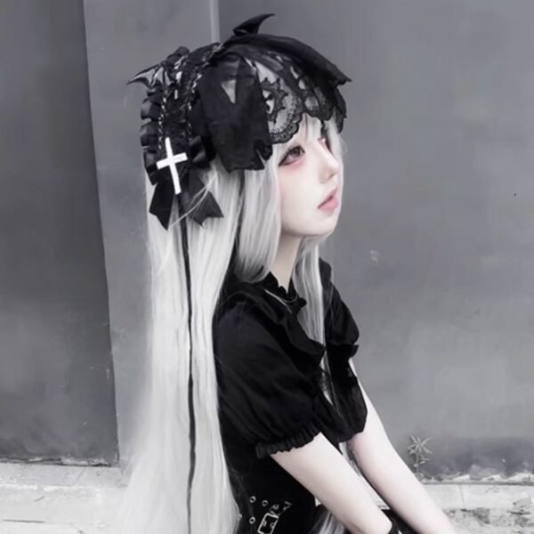 subculture nuns and demons dark lace veil headband lolita goth bnt headband halloween accessories