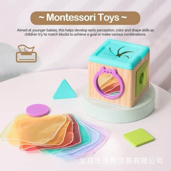 Cross-border baby early education puzzle shape matching color cognition mirror square pumping carton busy box educational toys