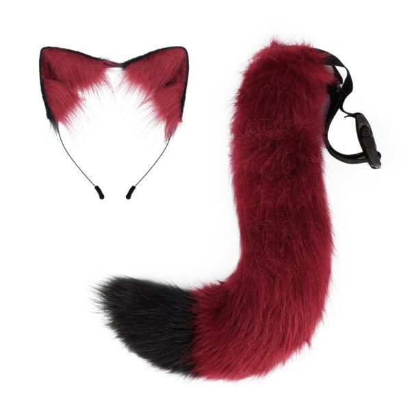 halloween cos simulated fox plush tail costume accessories, beast tail cat ear headband headgear, a piece of hair generation