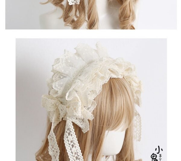 teen lolita french elegant generating color headband lo niang sweet soft girl hair accessories handmade lace headgear