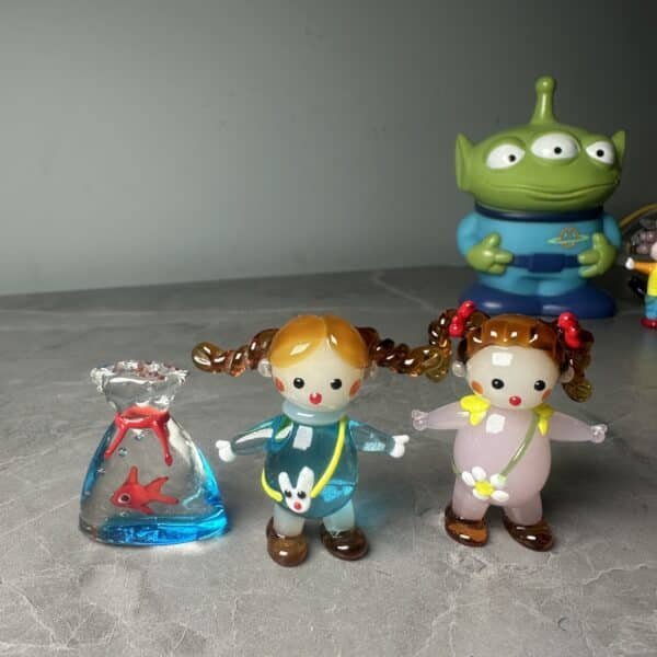 Zibo Liuli Grand View Garden Blue Clothes Double Braids Little Girl Lamplighter Liuli Car Ornament