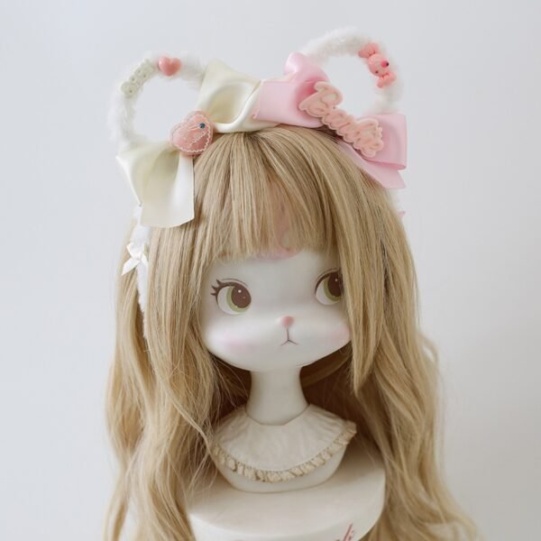 a handmade japanese style cute plush bear ears lolita headgear cos sweet headband bow