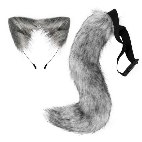 halloween cos simulated fox plush tail costume accessories, beast tail cat ear headband headgear, a piece of hair generation