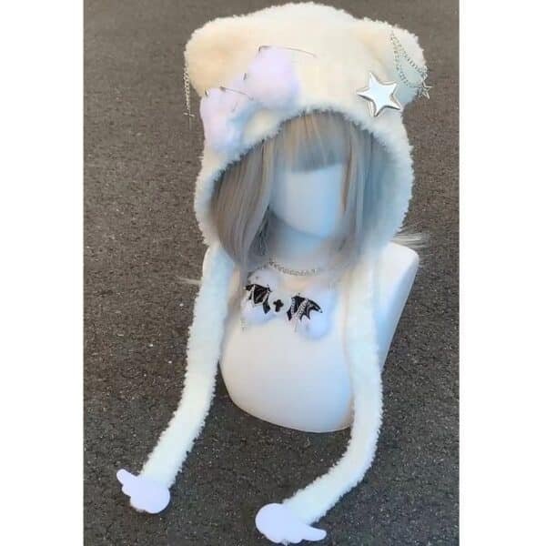 autumn and winter y2k subculture plush bones wings ears bear stars y2k subculture warm knitted hat