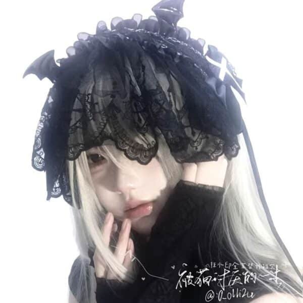 subculture nuns and demons dark lace veil headband lolita goth bnt headband halloween accessories