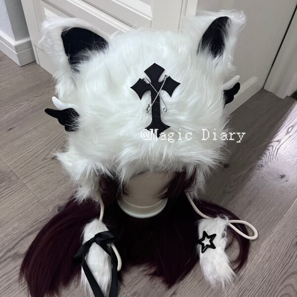 magic diary original handmade autumn and winter warm hat cat ear subculture y2k plush cute warm