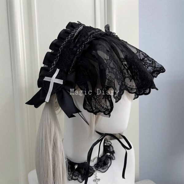 subculture nuns and demons dark lace veil headband lolita goth bnt headband halloween accessories