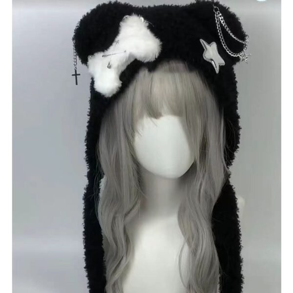 autumn and winter y2k subculture plush bones wings ears bear stars y2k subculture warm knitted hat