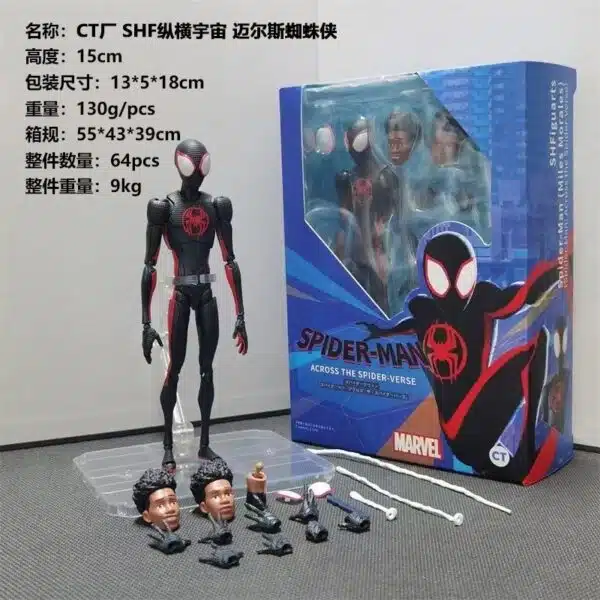 shf across the universe, miles spider man, svart kostym toby maguire, ledad figurmodell