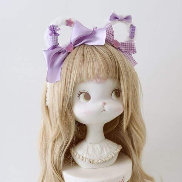 a handmade japanese style cute plush bear ears lolita headgear cos sweet headband bow