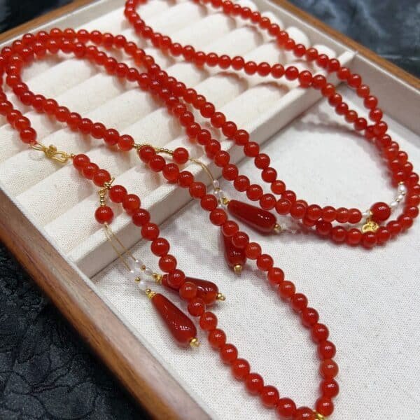 National Style Bead String Necklace Tassel New Chinese Style Natural Agate Necklace Oblique Cross Ethnic Style Agate Jewelry