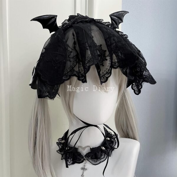 subculture nuns and demons dark lace veil headband lolita goth bnt headband halloween accessories