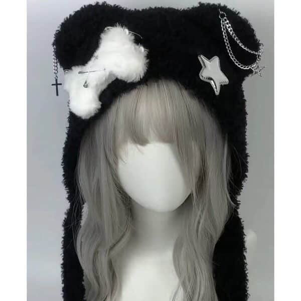 autumn and winter y2k subculture plush bones wings ears bear stars y2k subculture warm knitted hat