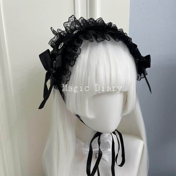 magic diary disease skeleton subculture mine tie headband lolita small object headgear lace rivets