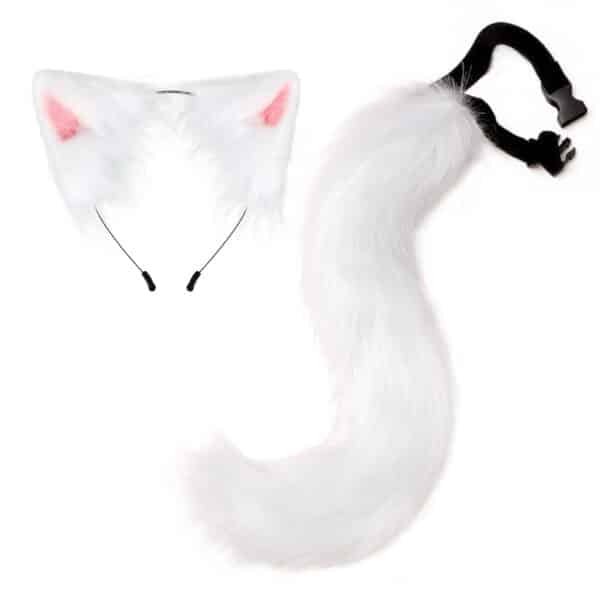 halloween cos simulated fox plush tail costume accessories, beast tail cat ear headband headgear, a piece of hair generation