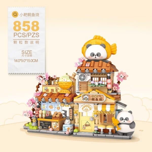 Building block cute panda shape domestic foldable street scene assembly toy children's 8-10-12 year old gift