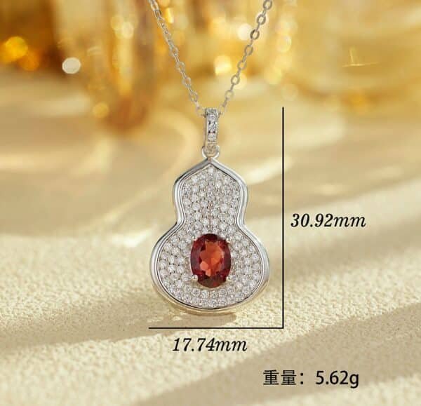 S925 sterling zilveren granaat gekleurde schat volledige diamant kalebas vrouwen hanger ketting prachtig temperament licht luxe stijl sleutelbeen ketting