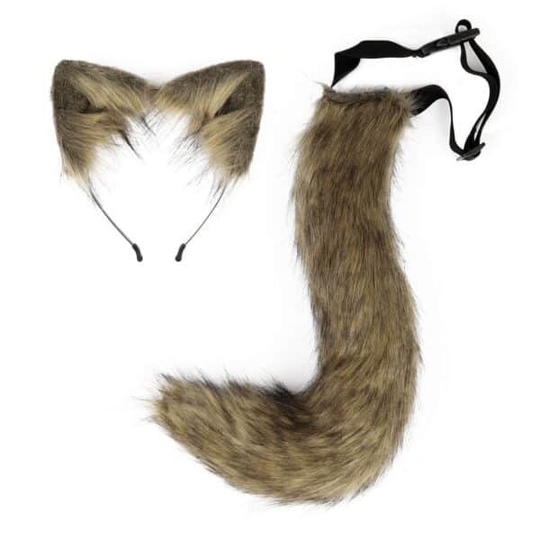 halloween cos simulated fox plush tail costume accessories, beast tail cat ear headband headgear, a piece of hair generation