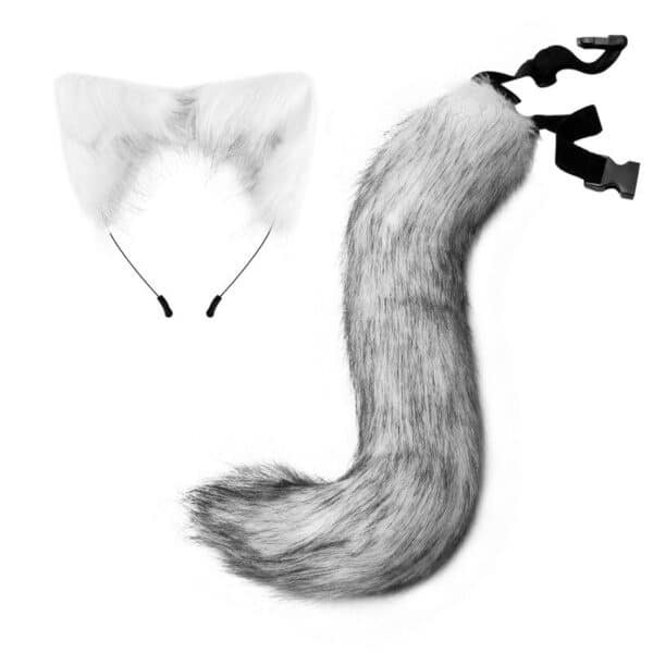 halloween cos simulated fox plush tail costume accessories, beast tail cat ear headband headgear, a piece of hair generation