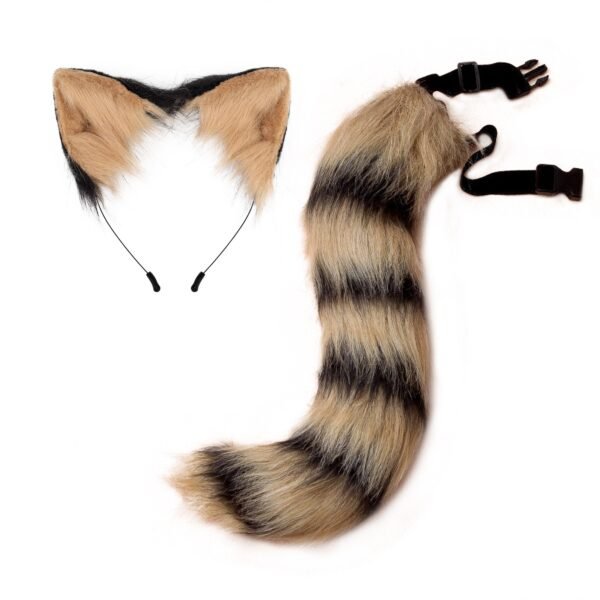 halloween cos simulated fox plush tail costume accessories, beast tail cat ear headband headgear, a piece of hair generation