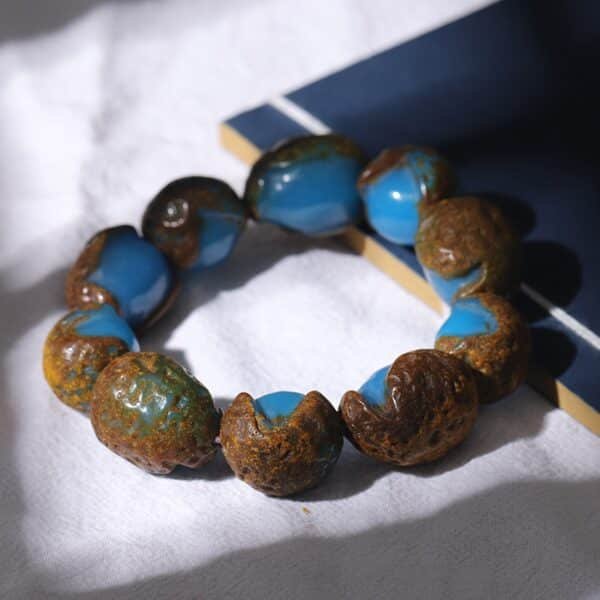 mexican blue amber bracelet with leather amber rough stone beeswax bracelet jewelry for men and women