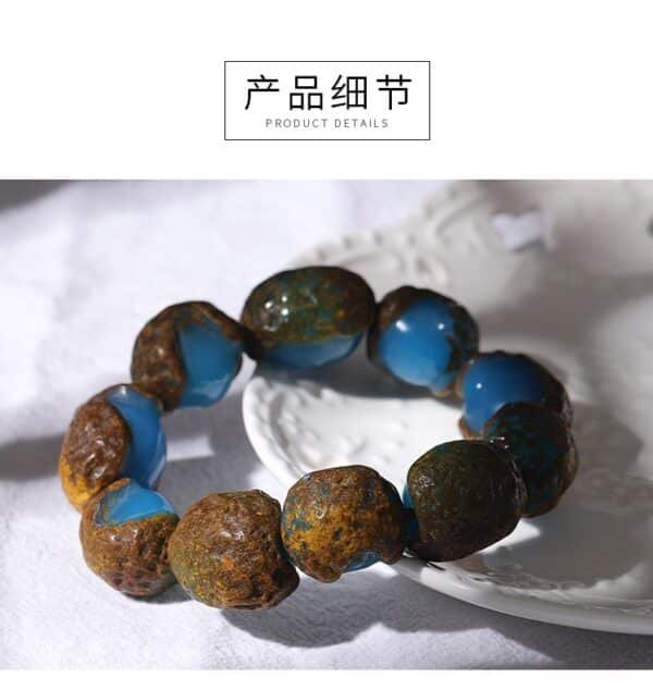 mexican blue amber bracelet with leather amber rough stone beeswax bracelet jewelry for men and women