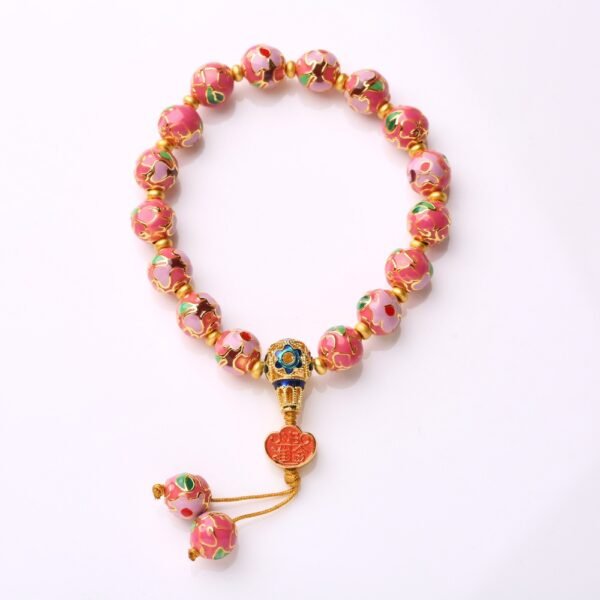 temple of the same style beijing yongxiang flower bracelet women's daily dou gold ruyi enamel high temperature burnt blue year of the dragon bracelet women